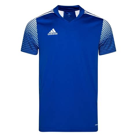 blue adidas football shirt.